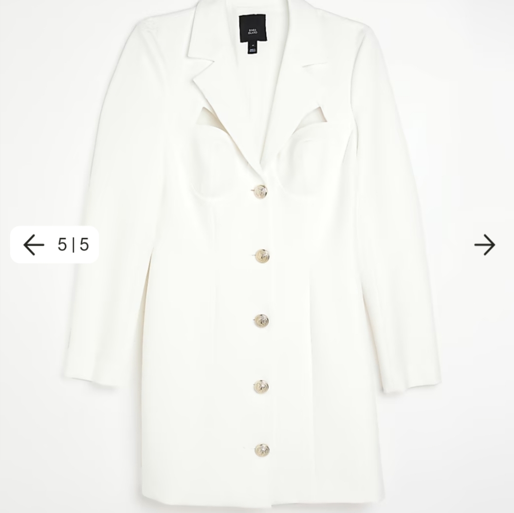 Sofia Richie Designed White Cut Out Blazer Dress Size 10 River Island